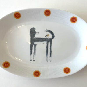 Schaal Poedel met Roodborstje